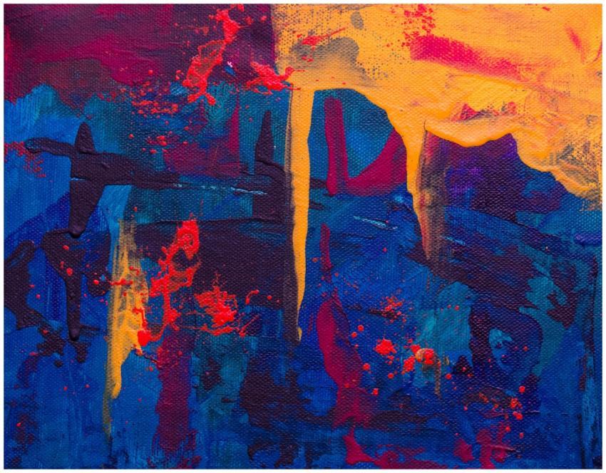 Colorful abstract painting with bold acrylic textu