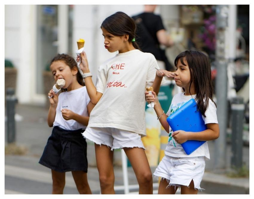 Children Girls Ice Cream Street