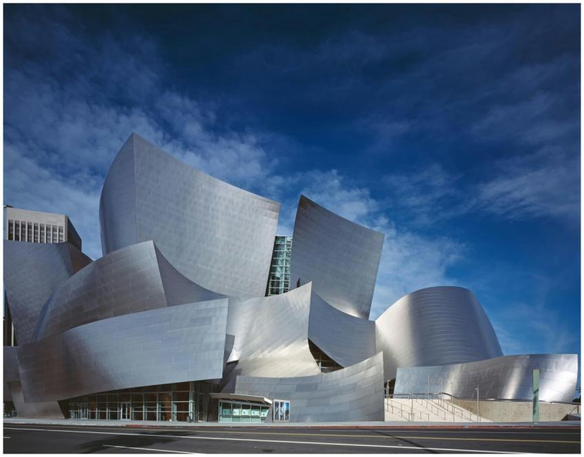 Iconic stainless steel architecture of the Walt Di