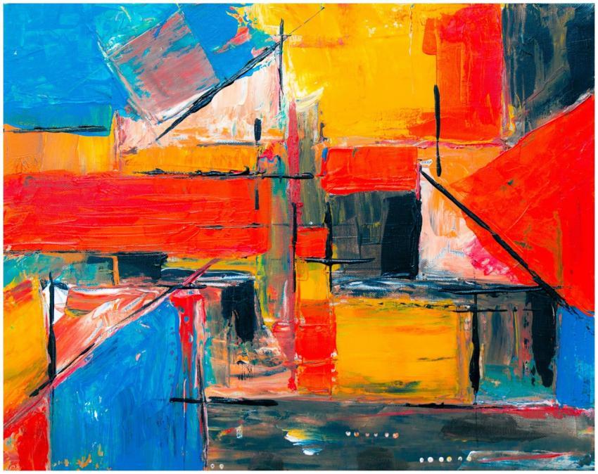 Colorful abstract painting with bold brushstrokes