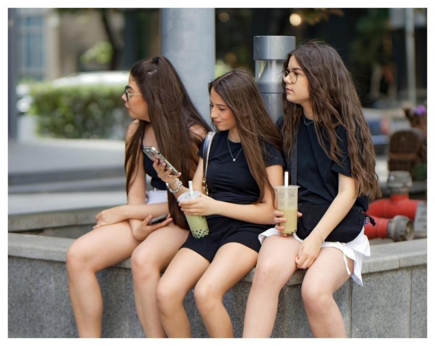 Girls Teenager Sitting Border