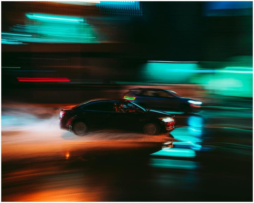 Long exposure shot capturing the vibrant motion bl