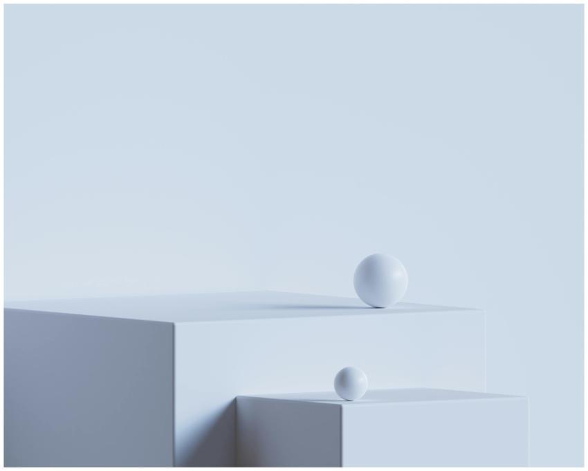 Elegant minimalist scene with white geometric shap