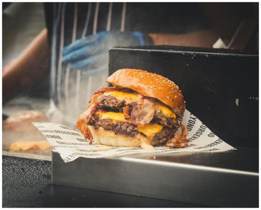 Delicious double cheeseburger with bacon and melti