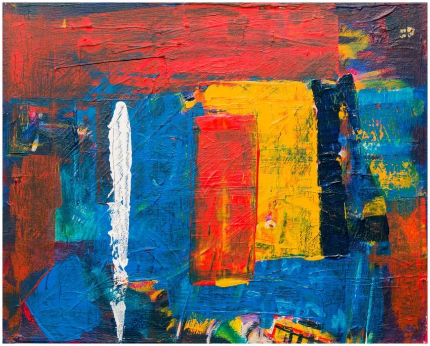 Dynamic abstract expressionist artwork with vivid