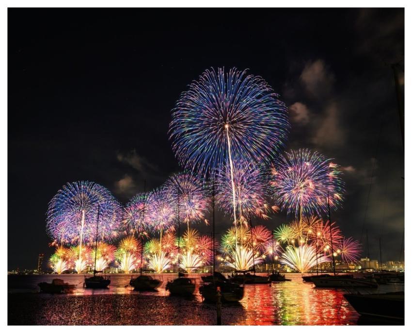 Fireworks Night Colorful Cityscape