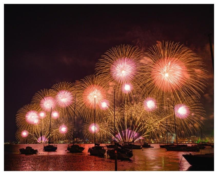 Fireworks Night River Water