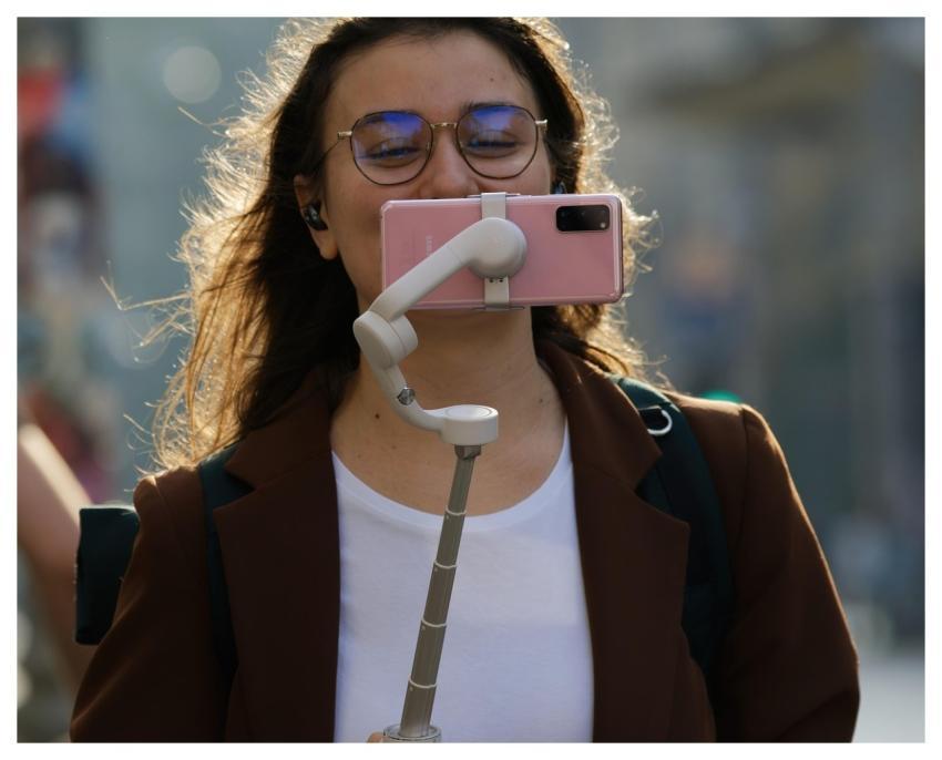 Woman Smartphone Eyeglasses Reporter