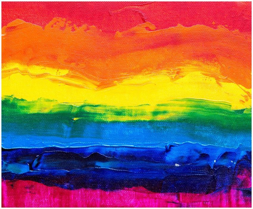 Colorful abstract acrylic painting with rainbow th