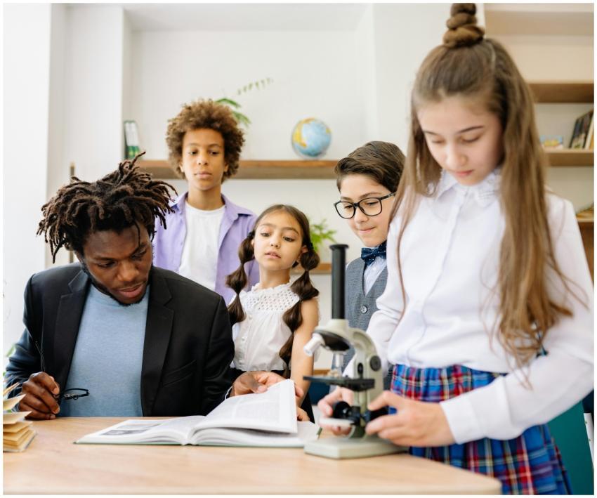 A teacher and students in a classroom engaging wit