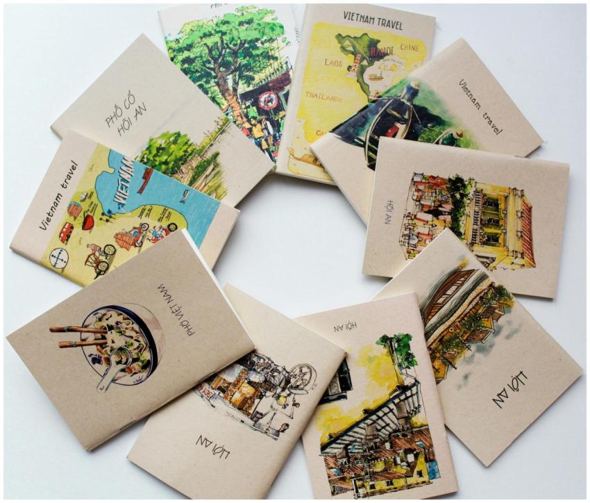 Colorful travel guides and illustrations showcasin