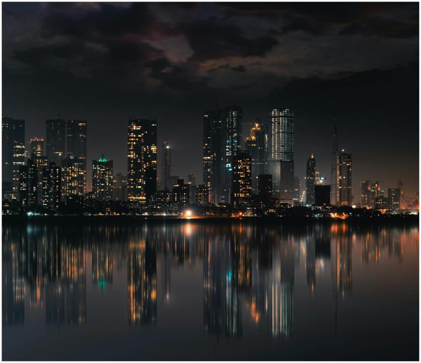 Captivating night view of Mumbai skyline with skys