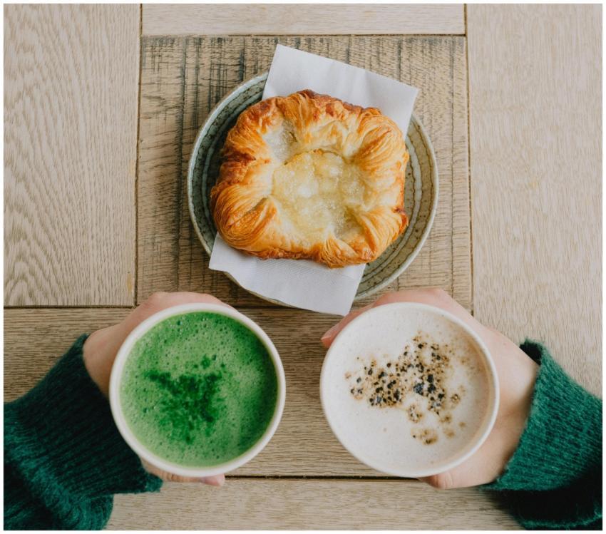 Enjoy a cozy Japanese café breakfast with a foamy
