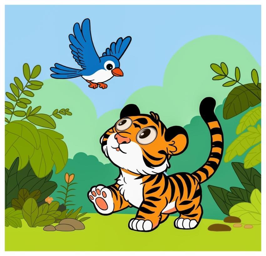 Tiger Bird Cartoon Baby Tiger