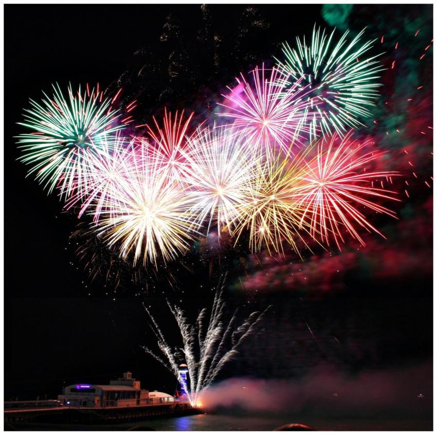 Spectacular fireworks display lighting up the nigh