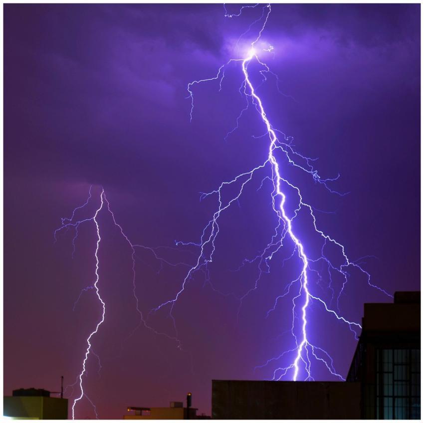 A striking image capturing a powerful lightning bo