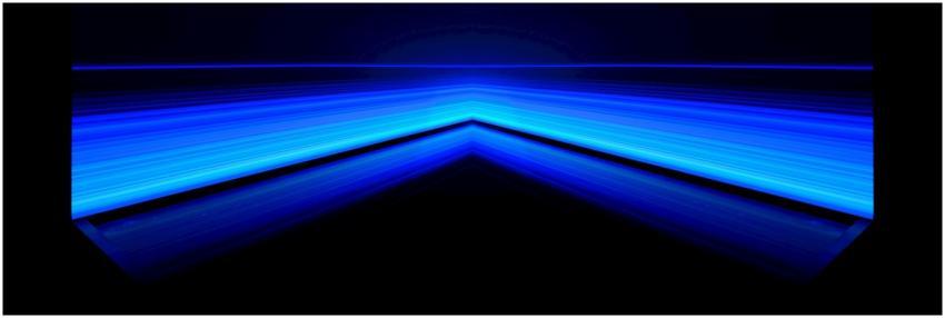 Dynamic blue abstract art with sharp geometric lin