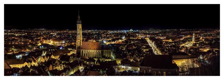 City Buildings Illuminated Panorama