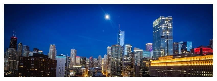 Chicago City Cityscape Moonlight