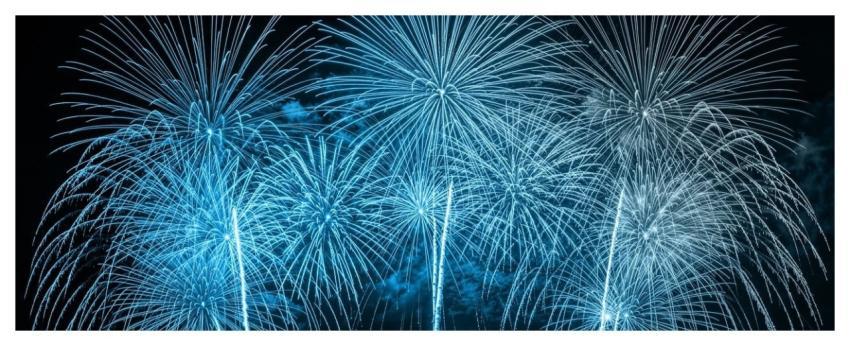 Blue Fireworks Night Sky