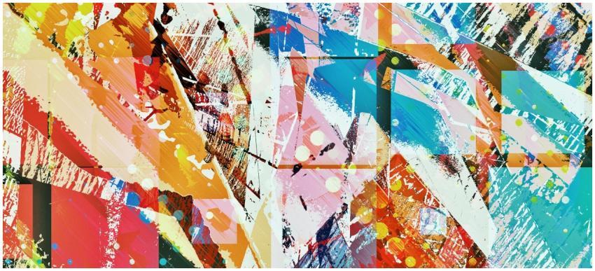 Dynamic abstract painting with colorful geometric