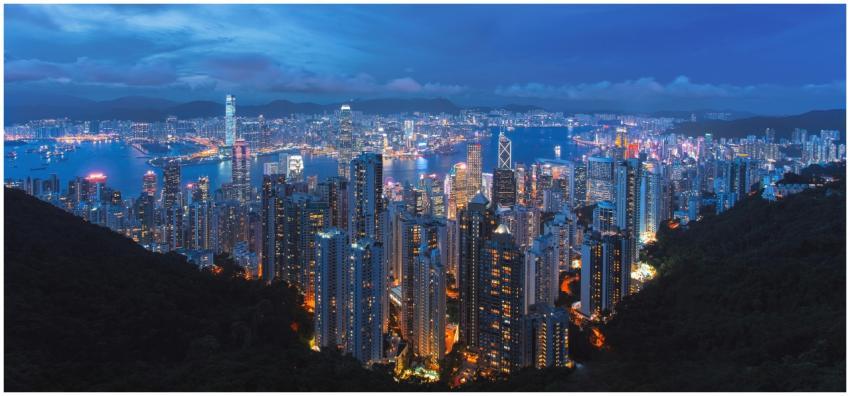 A breathtaking view of Hong Kong's illuminated sky