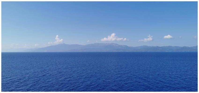 Expansive view of the Mediterranean Sea with dista