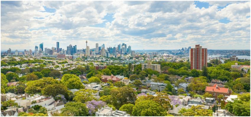 Aerial Sydney Skyline Green