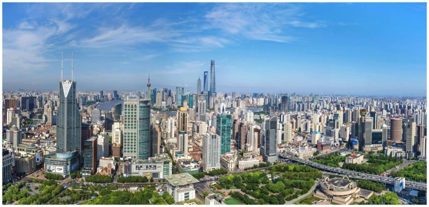 A stunning aerial view of Shanghai's modern skylin
