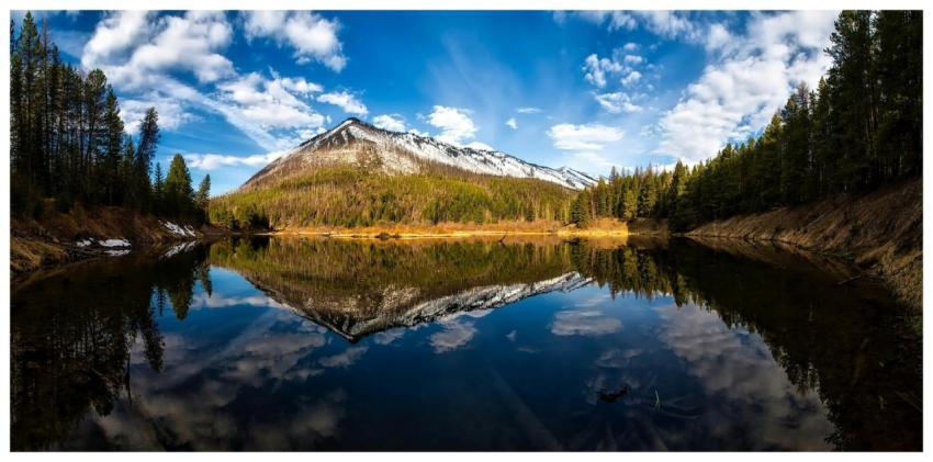 Breathtaking view of a reflective lake surrounded