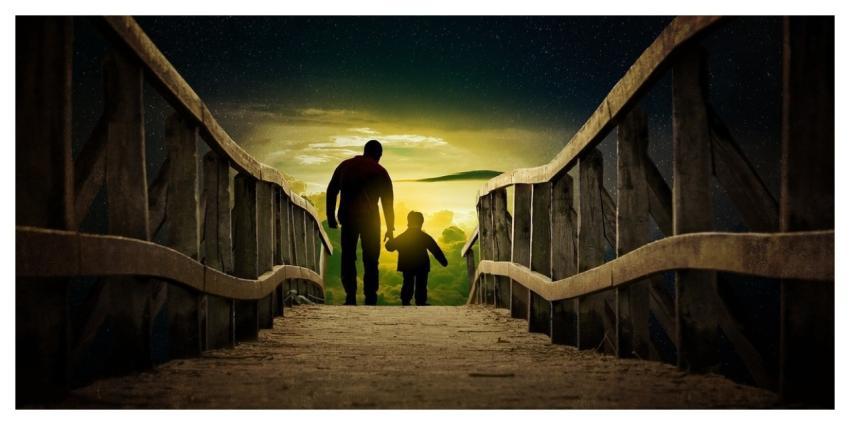 Father And Son Walking Bridge Father's Day