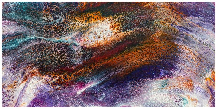 Dynamic acrylic pour art with vibrant colors and i