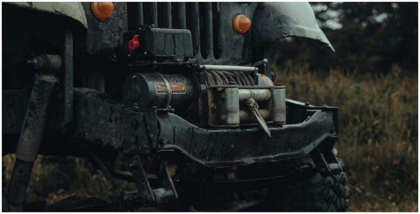 Detailed view of an off-road vehicle bumper with a