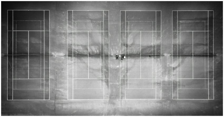 Aerial Black White Tennis