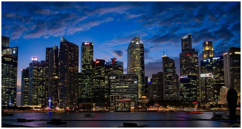 Spectacular view of Singapore's skyline with illum