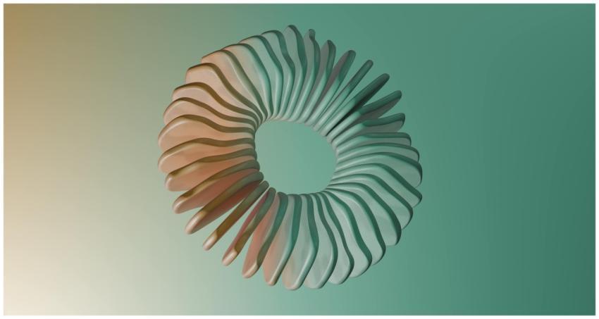 Modern abstract 3D spiral shape on a gradient back