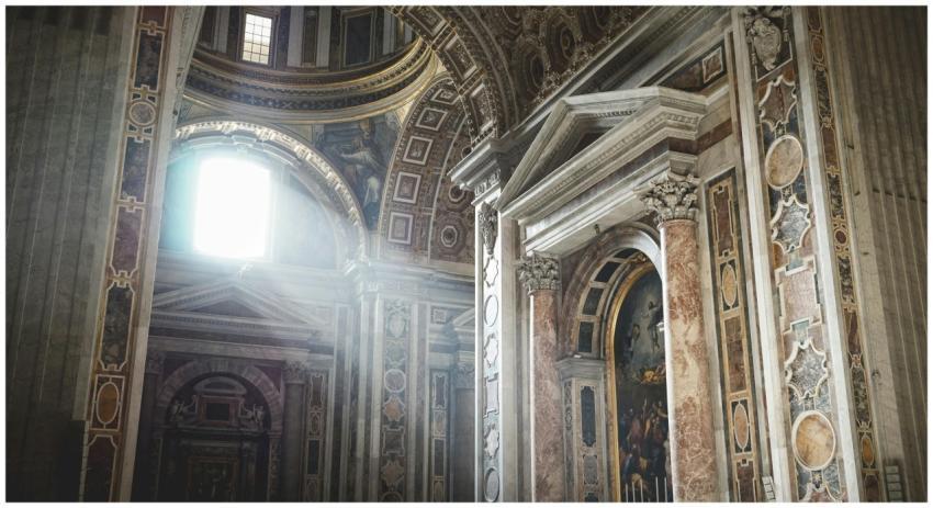 A majestic view of a cathedral's ornate interior w