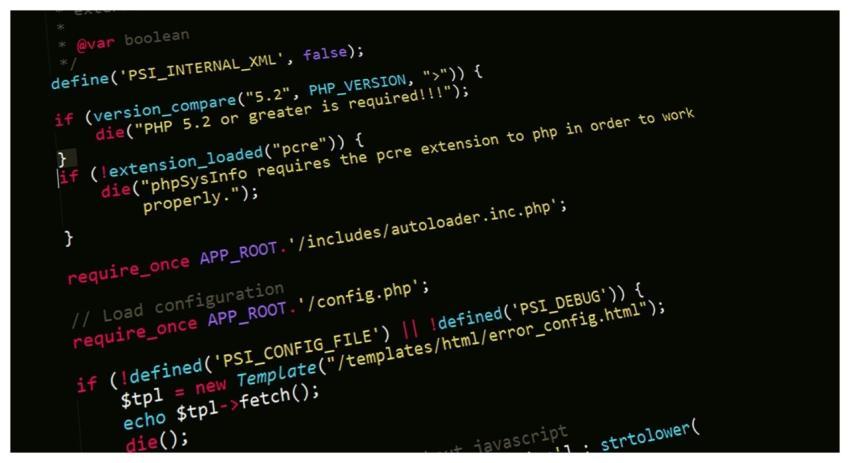 A close-up view of PHP code displayed on a compute