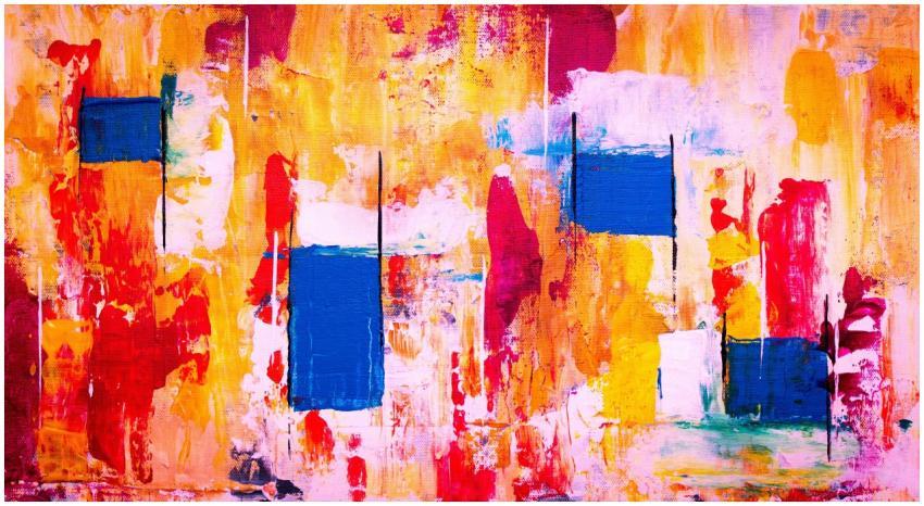 Colorful abstract expressionist painting featuring