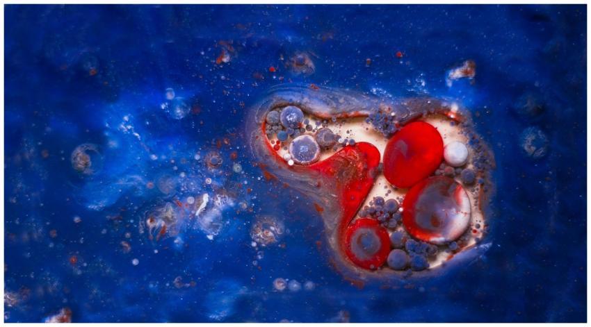 Colorful macro shot of an abstract oil and water a