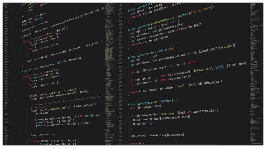 Close-up view of programming code in a text editor