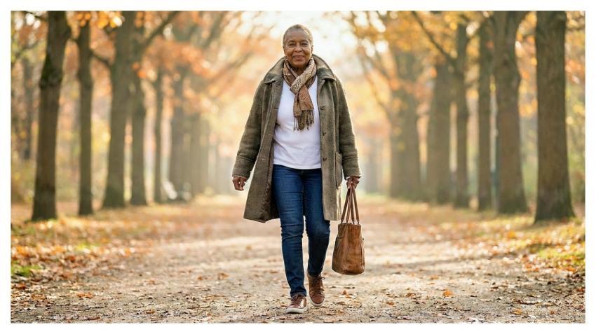 Senior Woman African American Hiking Autumn
