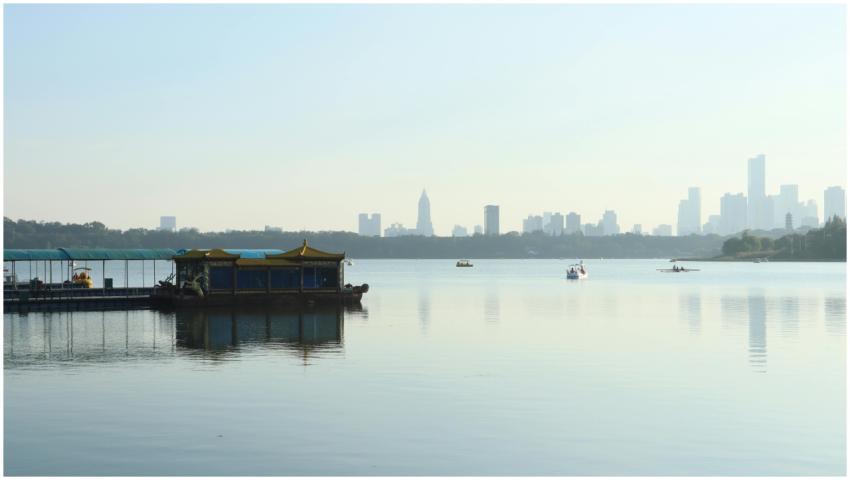 Serene Cityscape Waterfront Boats