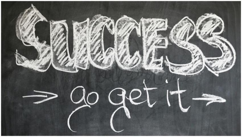 Motivational chalkboard with 'Success - go get it'