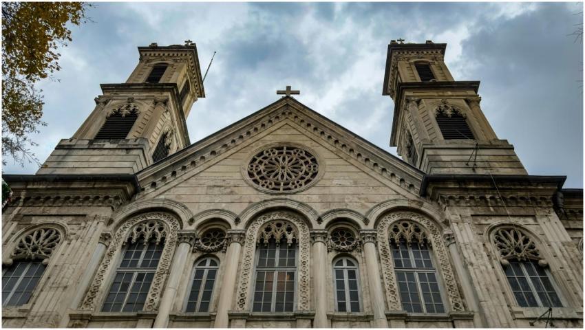 Beautiful historic church facade in İstanbul, Türk