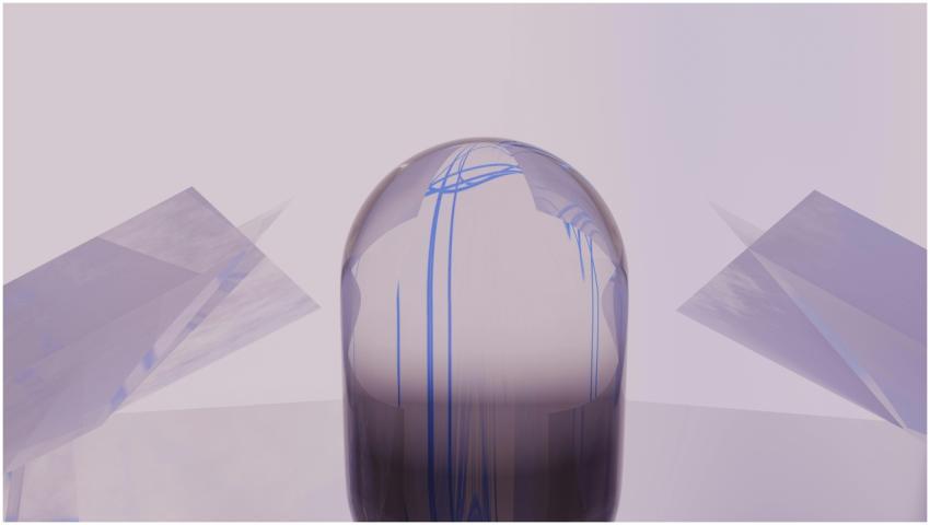 Abstract digital art featuring a translucent spher