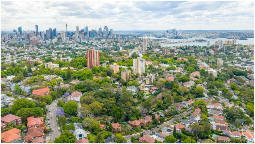 Aerial Sydney Cityscape Harbor
