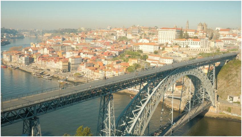 Stunning aerial view of Porto, Portugal featuring
