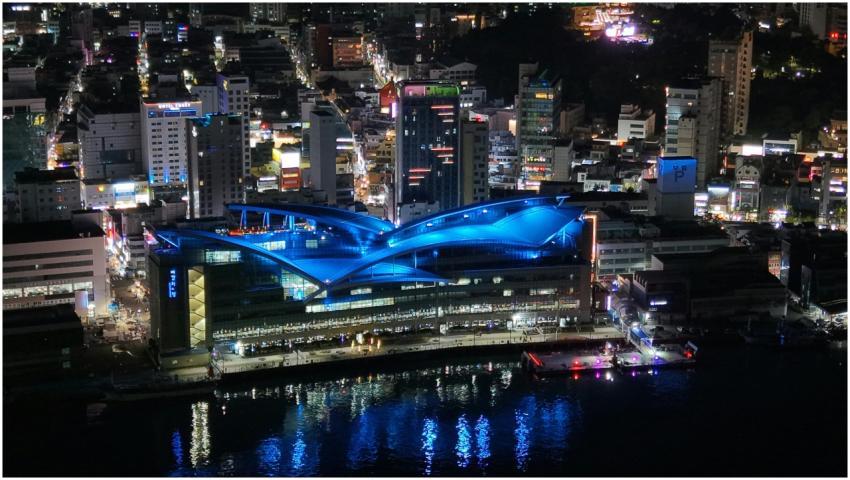 A stunning night view of Busan with its illuminate