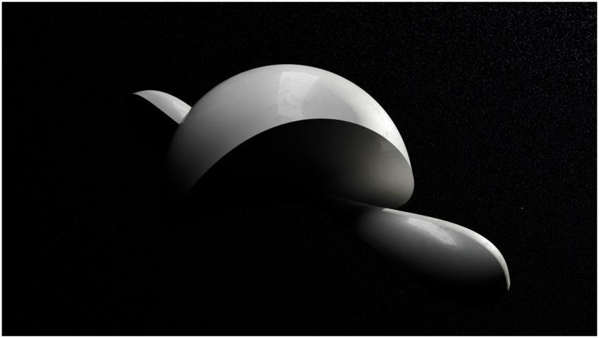 A sleek 3D abstract shape with smooth curves on a